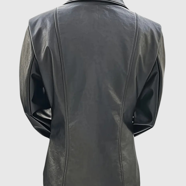 Аделина - Кожено палто от италианска кожа с копчета