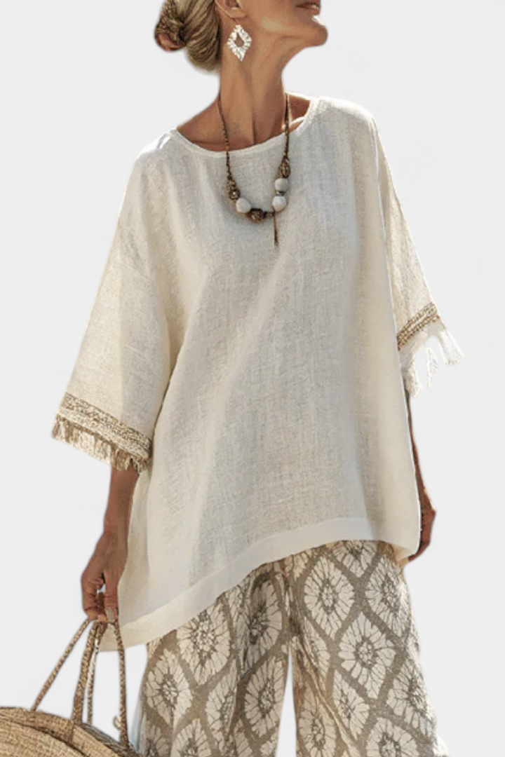 Комплект Boho Chic Daisy: Дълга блуза и панталони с печат за уникален стил