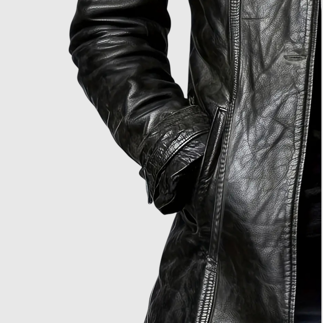 Аделина - Кожено палто от италианска кожа с копчета