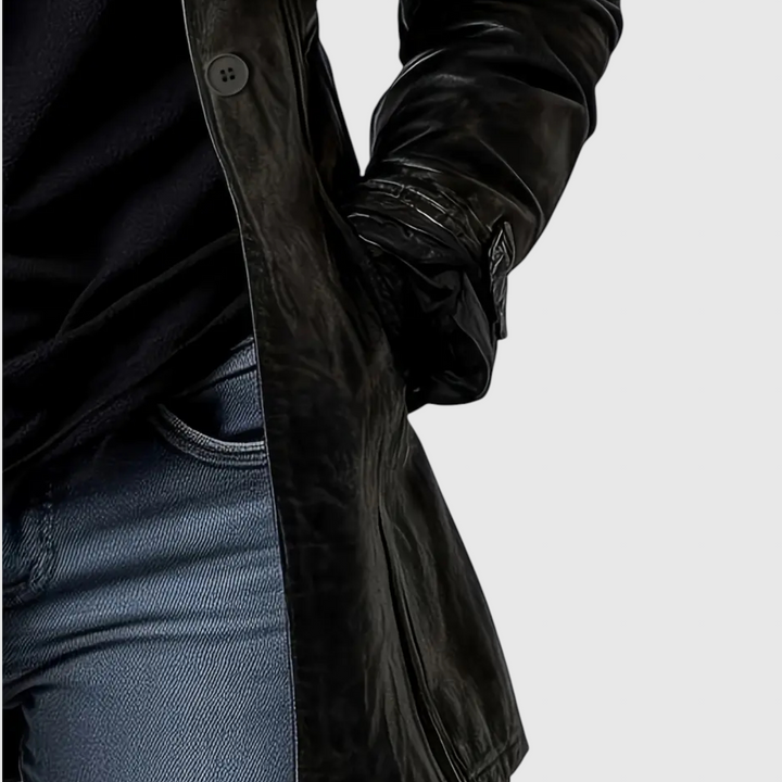 Аделина - Кожено палто от италианска кожа с копчета