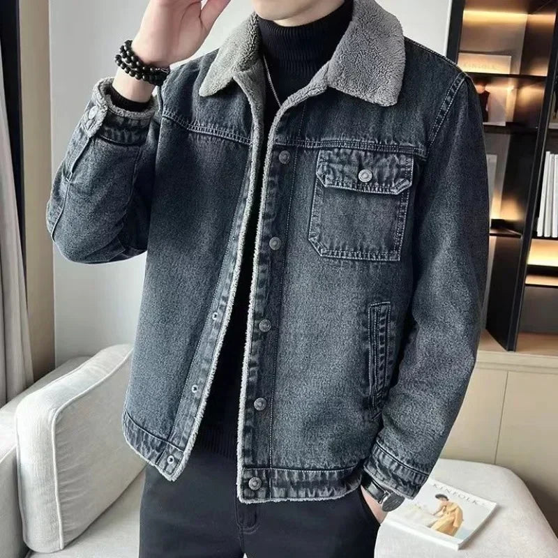 Herfst Mannelijke Jean Jassen Casual Heren Denim Jasje Knop Vintage Losse Stof Mode Lage Kosten Nieuw In Maat L Joker Elatic Y2k