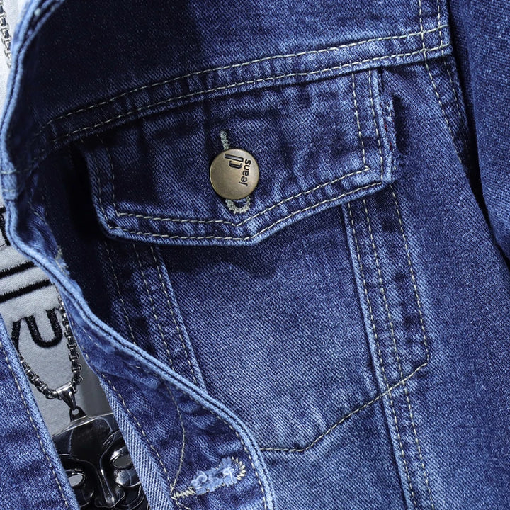 Blauwe Spijkerjas Heren Enkelvoudige Rij Revers Denim Jassen Zwart Grijs Mode Casual Jas Lente En Herfst Heren Katoen Overcoa
