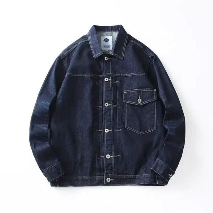 Gray Autumn Men's Denim Jacket Button Blue Cargo Male Jean Coats Vintage Winter Oversize Loose One Piece Rock of Fabric Japanese