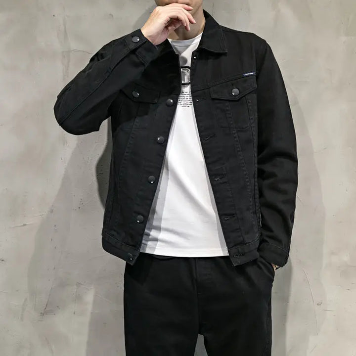 Slim Fit Denim Jackets Man Japanese Retro Fashion Cowgirl New in Korean Popular Clothes Size L Loose S Black Cowboy Coat for Men