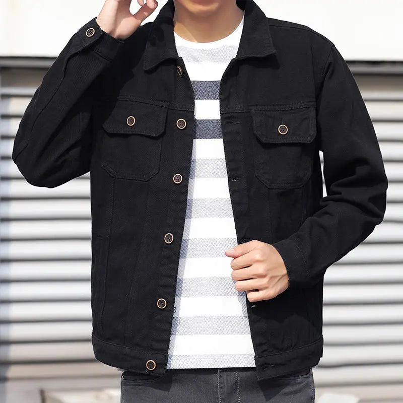 White Male Jean Coats on Board Joker Elatic of Fabric Branded New in Rock Trendy Original Loose Worn Slim Fit Men's Denim Jacket