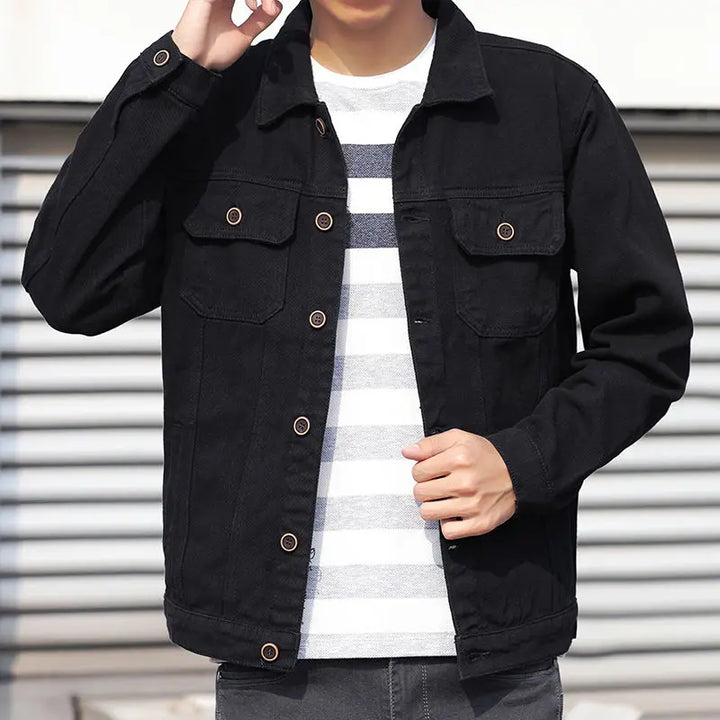White Male Jean Coats on Board Joker Elatic of Fabric Branded New in Rock Trendy Original Loose Worn Slim Fit Men's Denim Jacket