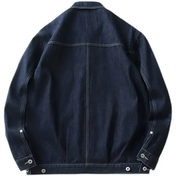 Gray Autumn Men's Denim Jacket Button Blue Cargo Male Jean Coats Vintage Winter Oversize Loose One Piece Rock of Fabric Japanese