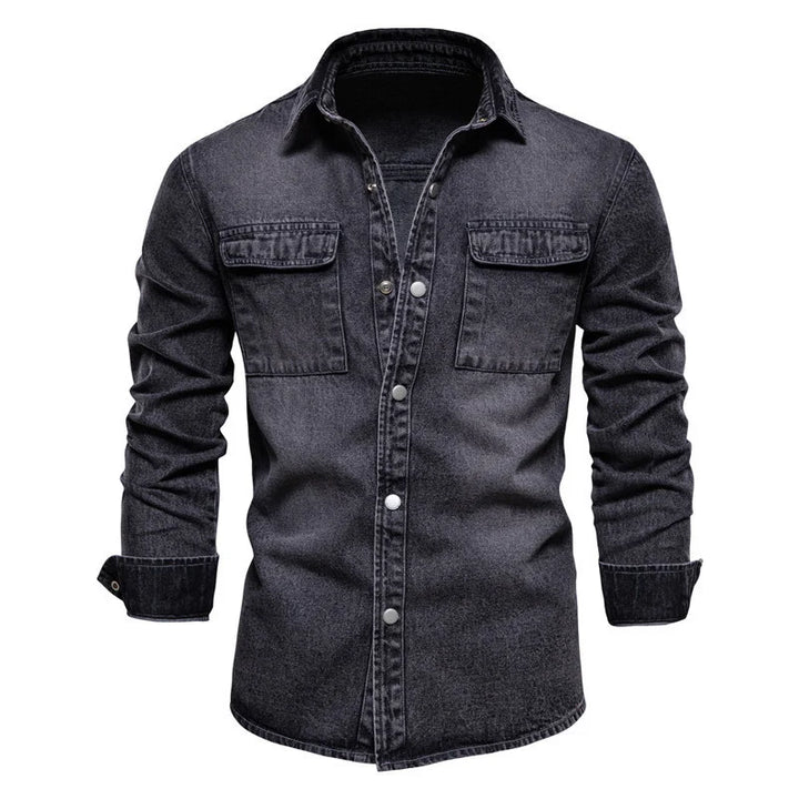 #4403 Spring Autumn Denim Jacek Mens 100% Cotton Black Blue Jeans Jacket Homme Long Sleeve Slim Outerwear High Quality Fashion