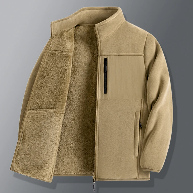 Nieuwe jas met dik fluweel, warm en modieus, hoogwaardige opstaande kraag Veelzijdig los casual topjack voor heren voor heren