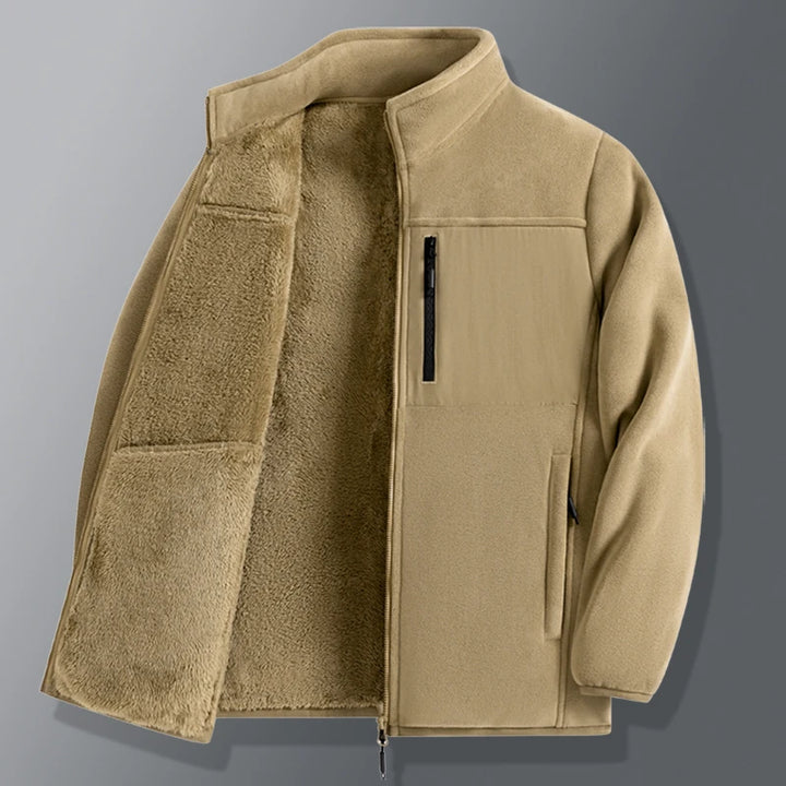Nieuwe jas met dik fluweel, warm en modieus, hoogwaardige opstaande kraag Veelzijdig los casual topjack voor heren voor heren