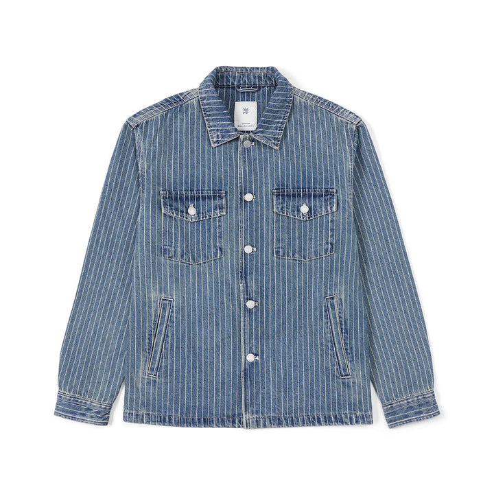 SIMWOOD High Strandard Series  2025 Autumn New Oversize 12.5 OZ Fabric Vertical Striped Denim Jackets