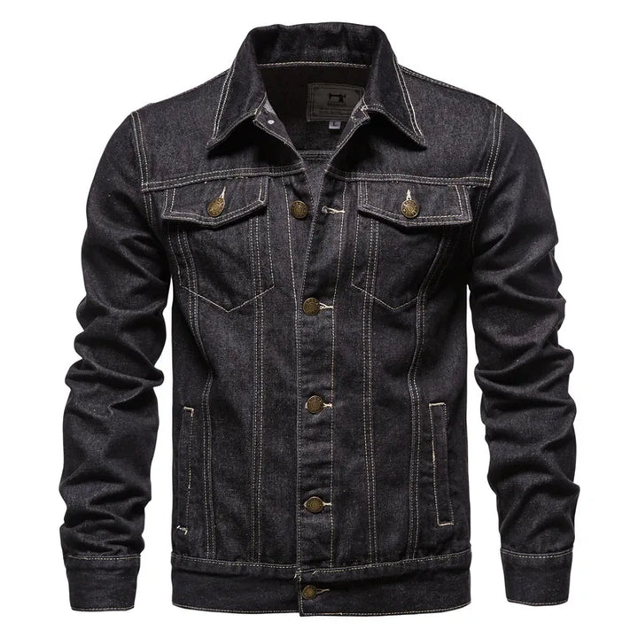 2025 Autumn Men Solid Denim Jackets Fashion Motorcycle Vintage Jeans Jackets Hommes Slim Fit Cotton Casual Black Blue Coats