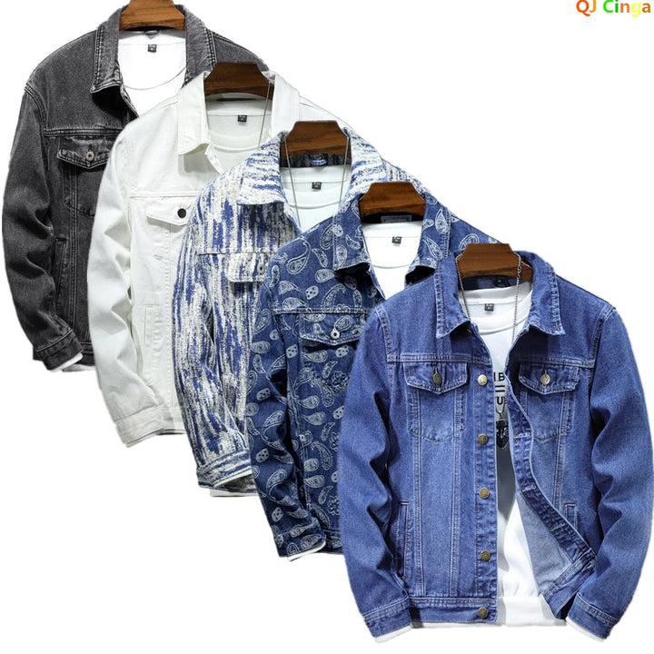 Blauwe Spijkerjas Heren Enkelvoudige Rij Revers Denim Jassen Zwart Grijs Mode Casual Jas Lente En Herfst Heren Katoen Overcoa