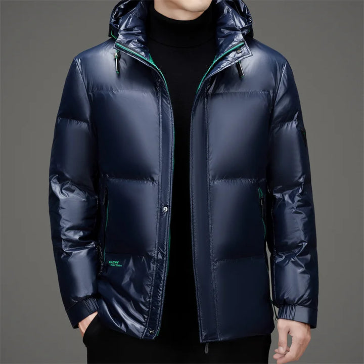 Heren donsjack herfst winter nieuwe effen kleur verdikte warme outdoor reizen kapmantel heren witte eendendons gewatteerde kleding