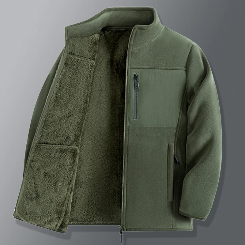 Nieuwe jas met dik fluweel, warm en modieus, hoogwaardige opstaande kraag Veelzijdig los casual topjack voor heren voor heren