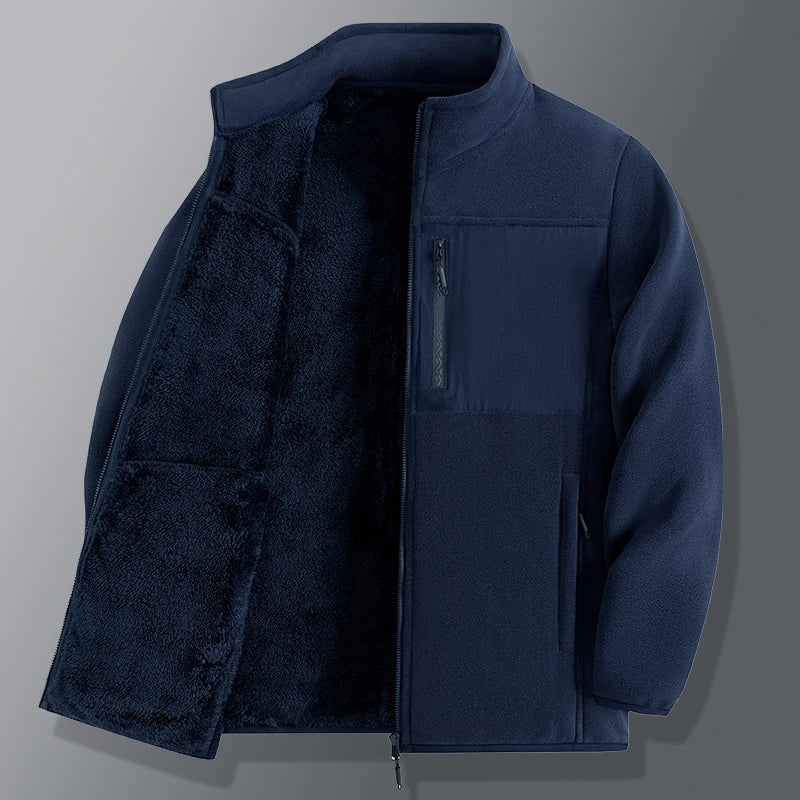 Nieuwe jas met dik fluweel, warm en modieus, hoogwaardige opstaande kraag Veelzijdig los casual topjack voor heren voor heren