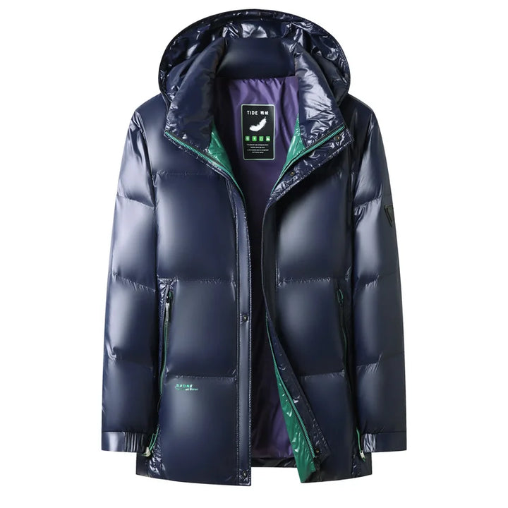 Heren donsjack herfst winter nieuwe effen kleur verdikte warme outdoor reizen kapmantel heren witte eendendons gewatteerde kleding