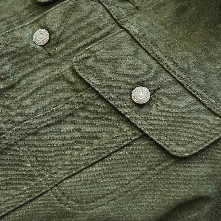 Sauce Zhan 540XX Mens Cusual Jacket Vulcanized green Selvedge Sanforized  Denim Jacket 14 Oz Loose Fit