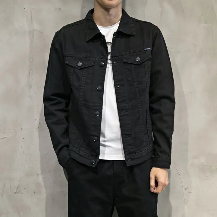 Slim Fit Denim Jackets Man Japanese Retro Fashion Cowgirl New in Korean Popular Clothes Size L Loose S Black Cowboy Coat for Men