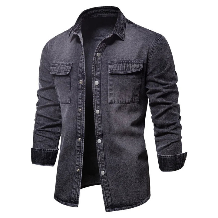 #4403 Spring Autumn Denim Jacek Mens 100% Cotton Black Blue Jeans Jacket Homme Long Sleeve Slim Outerwear High Quality Fashion