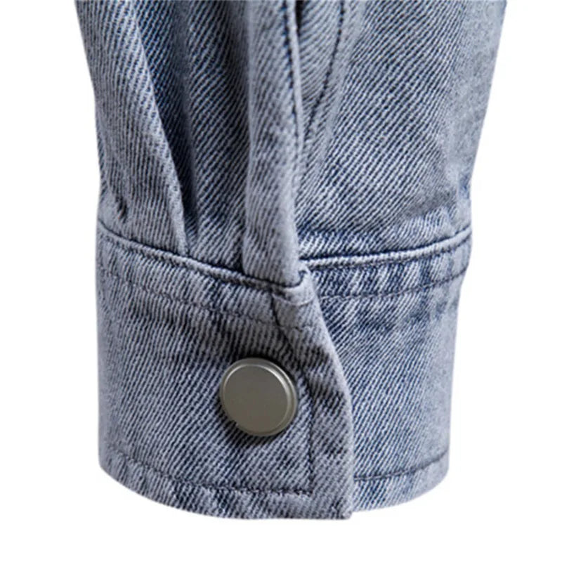 #4403 Spring Autumn Denim Jacek Mens 100% Cotton Black Blue Jeans Jacket Homme Long Sleeve Slim Outerwear High Quality Fashion